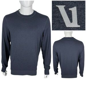 Vuori Mens Large Shirt Ponto Performance Crew Blue V224 Long Sleeve Stretch EUC